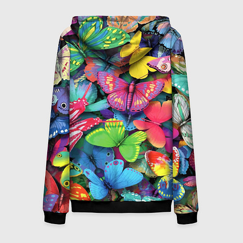 Мужская толстовка на молнии Стая бабочек Pattern / 3D-Черный – фото 2
