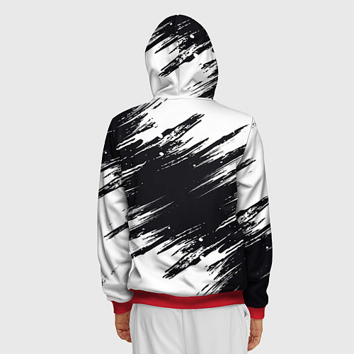 Мужская толстовка на молнии БЕЛАЯ КРАСКА БРЫЗГИ / 3D-Красный – фото 4