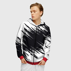 Толстовка 3D на молнии мужская БЕЛАЯ КРАСКА БРЫЗГИ, цвет: 3D-красный — фото 2