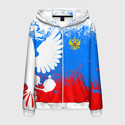 Толстовка 3D на молнии мужская Я русский герб, цвет: 3D-белый