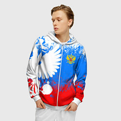 Толстовка 3D на молнии мужская Я русский герб, цвет: 3D-белый — фото 2