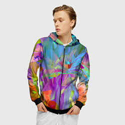 Толстовка 3D на молнии мужская Abstract color pattern Summer 2022, цвет: 3D-черный — фото 2