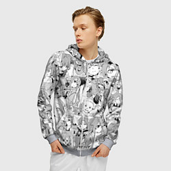 Толстовка 3D на молнии мужская Реинкарнация безработного паттерн, цвет: 3D-меланж — фото 2