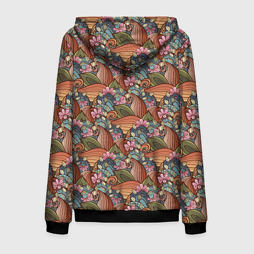 Мужская толстовка на молнии Паттерн волнистые узоры / 3D-Черный – фото 2