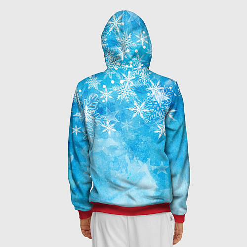 Мужская толстовка на молнии Новогодние снежинки / 3D-Красный – фото 4