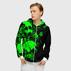 Толстовка 3D на молнии мужская Сабатон sabaton черепа, цвет: 3D-белый — фото 2