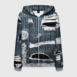 Мужская толстовка на молнии Джинсовое рваньё Fashion trend