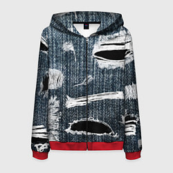 Толстовка 3D на молнии мужская Джинсовое рваньё Fashion trend, цвет: 3D-красный