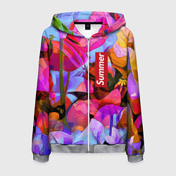 Мужская толстовка на молнии Красочный летний цветочный паттерн Summer color pa