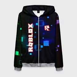 Толстовка 3D на молнии мужская ROBLOX неоновые кубики, цвет: 3D-меланж