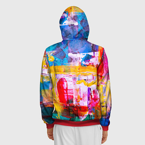Мужская толстовка на молнии Импрессионизм Лето Абстракция Impressionism Summer / 3D-Красный – фото 4