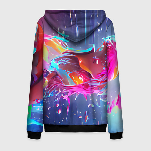 Мужская толстовка на молнии Neon splashes / 3D-Черный – фото 2