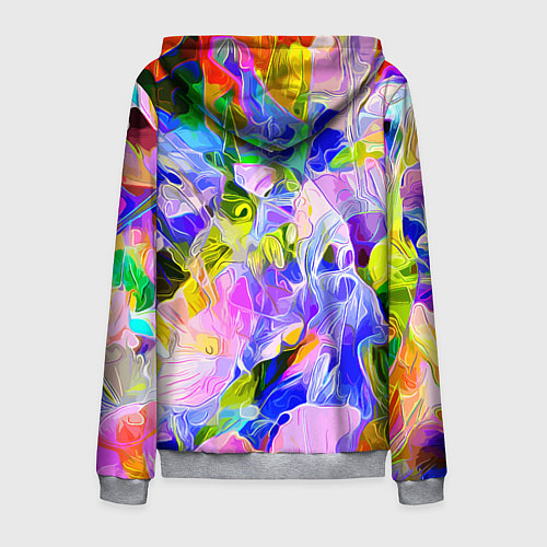 Мужская толстовка на молнии Красочный цветочный узор Весна - Лето 2023 Colorfu / 3D-Меланж – фото 2