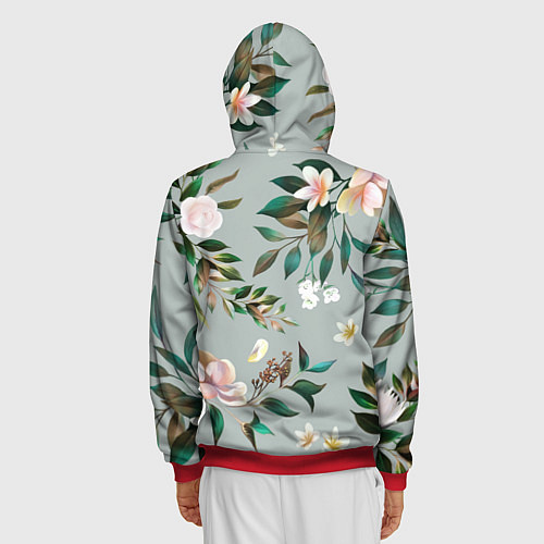 Мужская толстовка на молнии Цветы Цветочный Букет / 3D-Красный – фото 4