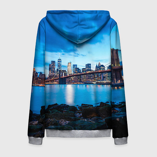 Мужская толстовка на молнии Закат в мегаполисе / 3D-Меланж – фото 2