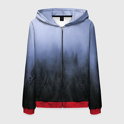 Толстовка 3D на молнии мужская Лес в ночи, цвет: 3D-красный
