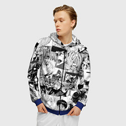 Толстовка 3D на молнии мужская Евангелион паттерн, цвет: 3D-синий — фото 2
