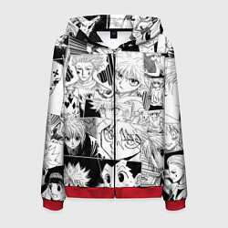 Толстовка 3D на молнии мужская Hunter x Hunter pattern, цвет: 3D-красный