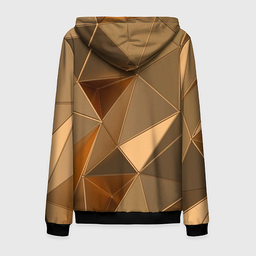 Мужская толстовка на молнии Золотые 3D треугольники / 3D-Черный – фото 2