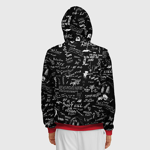 Мужская толстовка на молнии XXXTENTACION LOGOBOMBING / 3D-Красный – фото 4