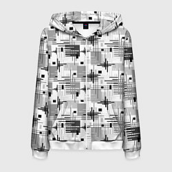 Мужская толстовка на молнии Черно белый ретро геометрический узор