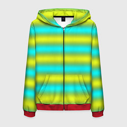 Мужская толстовка на молнии Бирюзово-желтые неоновые полосы