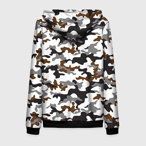 Мужская толстовка на молнии Камуфляж Чёрно-Белый Camouflage Black-White / 3D-Черный – фото 2