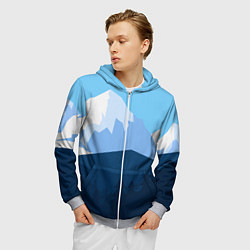 Толстовка 3D на молнии мужская Горы, лес, канатная дорога, цвет: 3D-меланж — фото 2