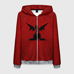 Толстовка 3D на молнии мужская Трон с крыльями, цвет: 3D-меланж