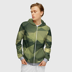 Толстовка 3D на молнии мужская 3д полигоны - камуфляж, цвет: 3D-меланж — фото 2