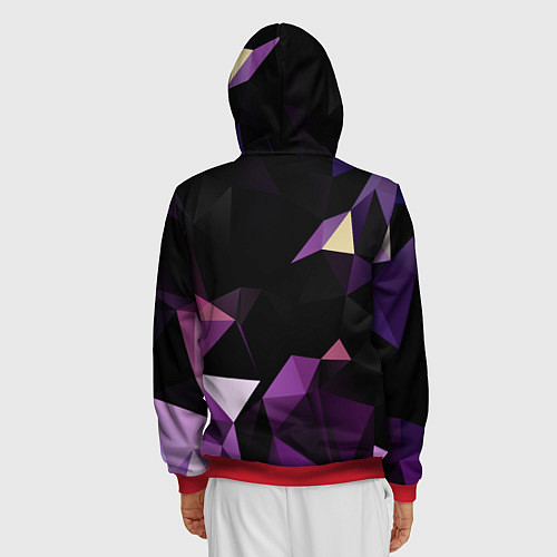 Мужская толстовка на молнии Полигональная магия / 3D-Красный – фото 4