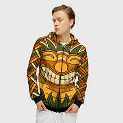 Толстовка 3D на молнии мужская Polynesian tiki LUCKY, цвет: 3D-черный — фото 2