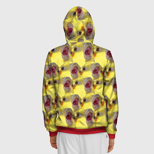 Мужская толстовка на молнии Попугай Корелла Орёт Мем / 3D-Красный – фото 4