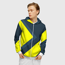Толстовка 3D на молнии мужская Геометрическая Стрелка, цвет: 3D-белый — фото 2