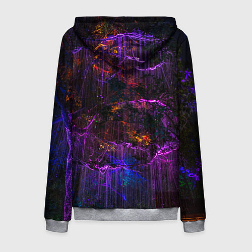Мужская толстовка на молнии Неоновые лучи и листья - Фиолетовый / 3D-Меланж – фото 2