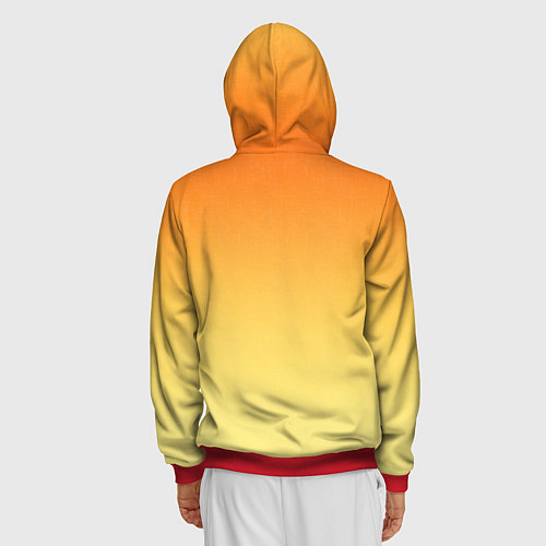 Мужская толстовка на молнии Оранжевый, желтый градиент / 3D-Красный – фото 4