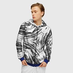Толстовка 3D на молнии мужская Черно-белый абстрактный узор Трио, цвет: 3D-синий — фото 2
