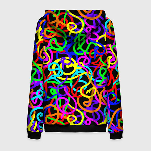 Мужская толстовка на молнии Неоновый беспорядок / 3D-Черный – фото 2