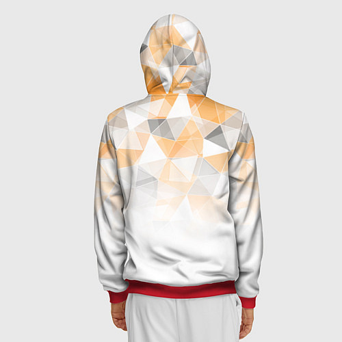 Мужская толстовка на молнии Однотонный белый и желто-серый геометрический / 3D-Красный – фото 4