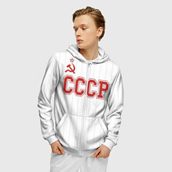 Толстовка 3D на молнии мужская СССР - Союз Советских Социалистических Республик, цвет: 3D-белый — фото 2