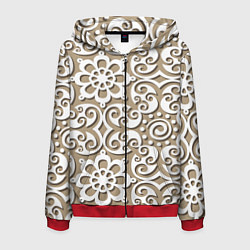 Толстовка 3D на молнии мужская Цветочный кружевной орнамент, цвет: 3D-красный