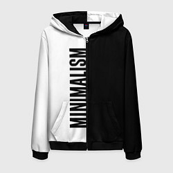 Толстовка 3D на молнии мужская MINIMALISM - BLACK AND WHITE, цвет: 3D-черный