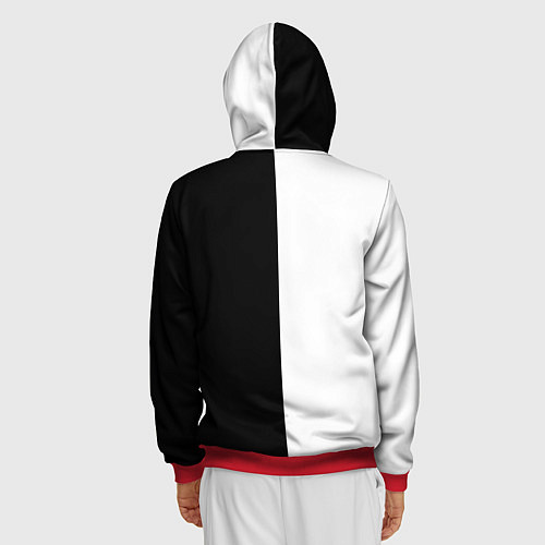 Мужская толстовка на молнии MINIMALISM - BLACK AND WHITE / 3D-Красный – фото 4