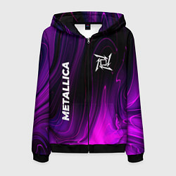 Толстовка 3D на молнии мужская Metallica violet plasma, цвет: 3D-черный