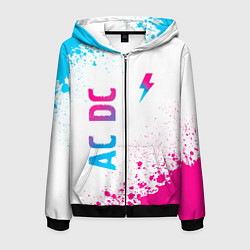 Мужская толстовка на молнии AC DC neon gradient style: символ и надпись вертик