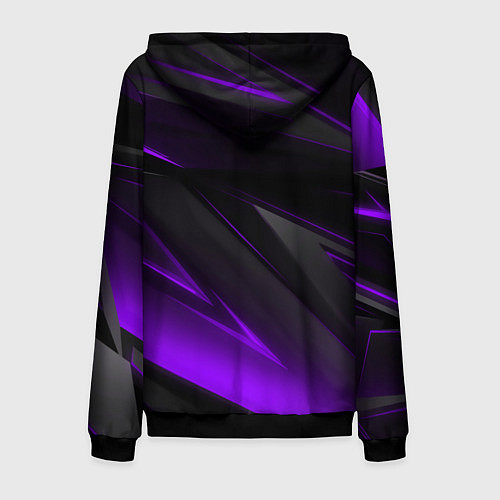 Мужская толстовка на молнии Черно-фиолетовая геометрическая абстракция / 3D-Черный – фото 2