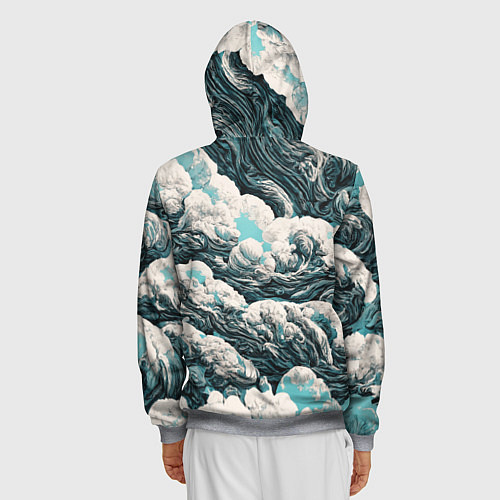 Мужская толстовка на молнии Облачные узоры / 3D-Меланж – фото 4