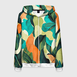 Толстовка 3D на молнии мужская Multicoloured camouflage, цвет: 3D-белый