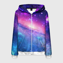 Толстовка 3D на молнии мужская Космическая воронка, цвет: 3D-белый