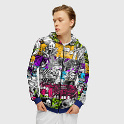 Толстовка 3D на молнии мужская Граффити Watch Dogs 2, цвет: 3D-синий — фото 2